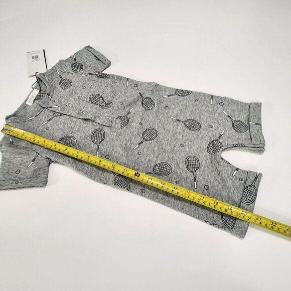 MILES Toddler Boy's - Size 18M - Racket Henley Romper Heather Grey - Picture 3 of 9